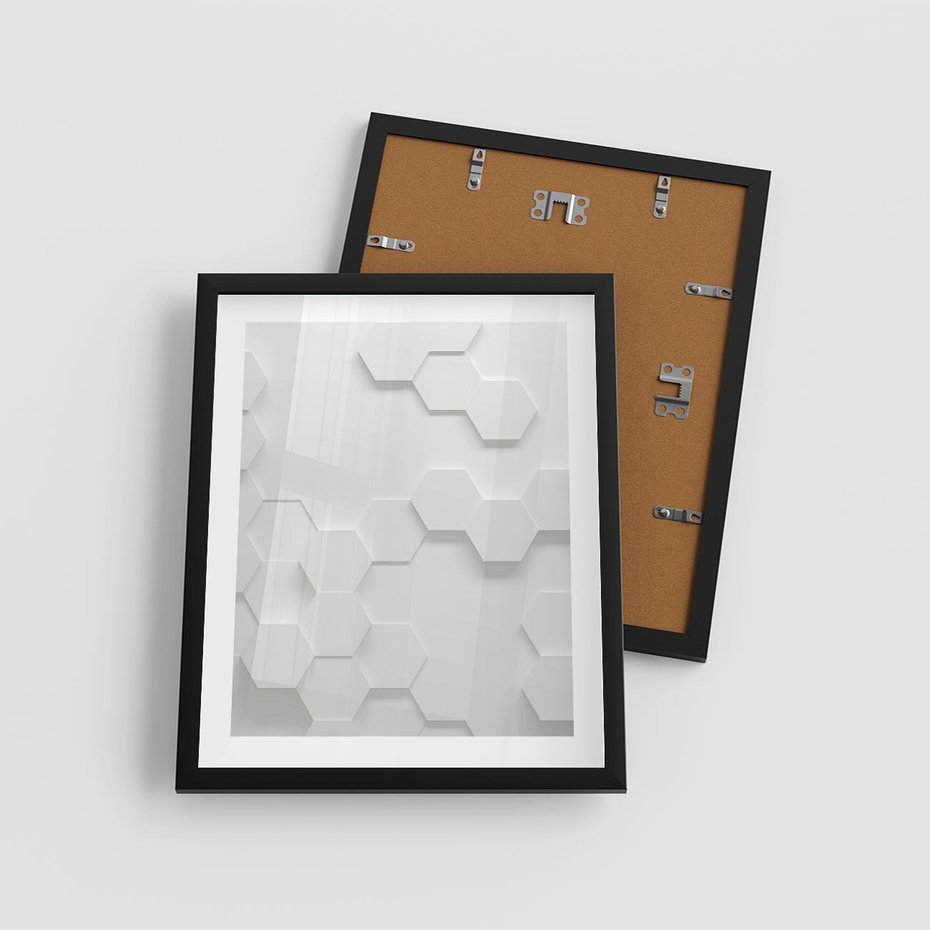 Plakat w ramie 40x50 - Przestrzenne Zabawy - geometryczne, 3D - rama czarna