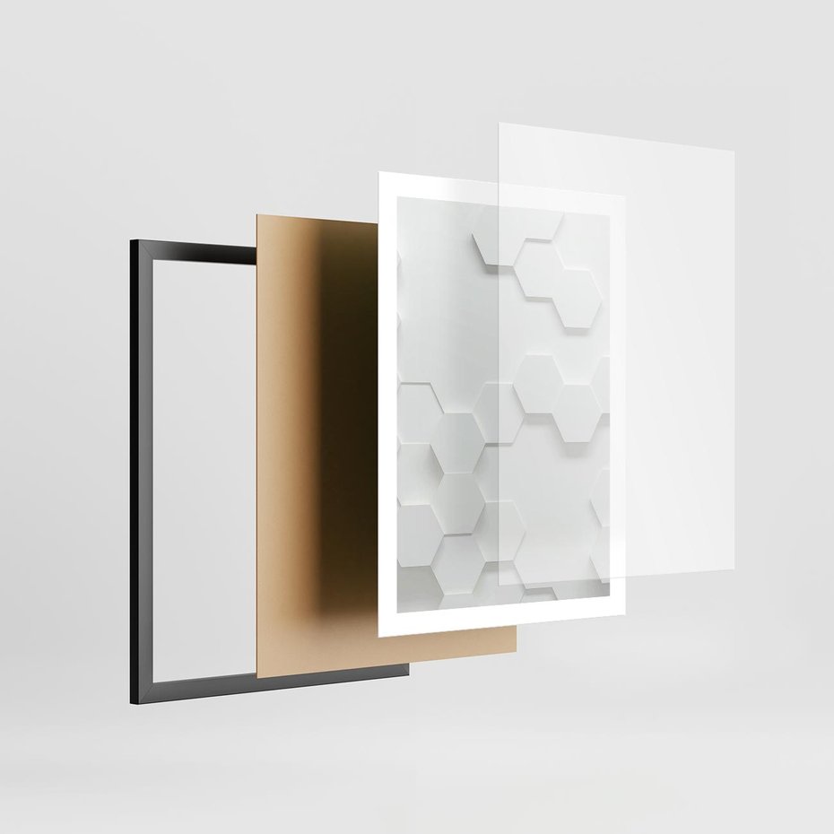 Plakat w ramie 50x70 - Przestrzenne Zabawy - geometryczne, 3D - rama czarna