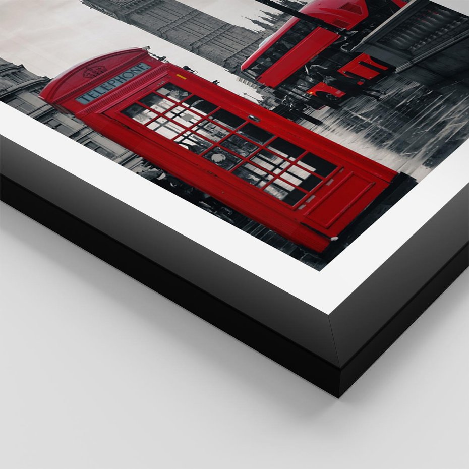 Plakat w ramie 40x50 - Londyński Klimat Telefoniczny - Londyn, telefon - rama czarna
