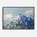 Obraz w ramie 70x50 - Majestat Błękitnych Szczytów - olejny obraz, górski pejzaż - rama czarna