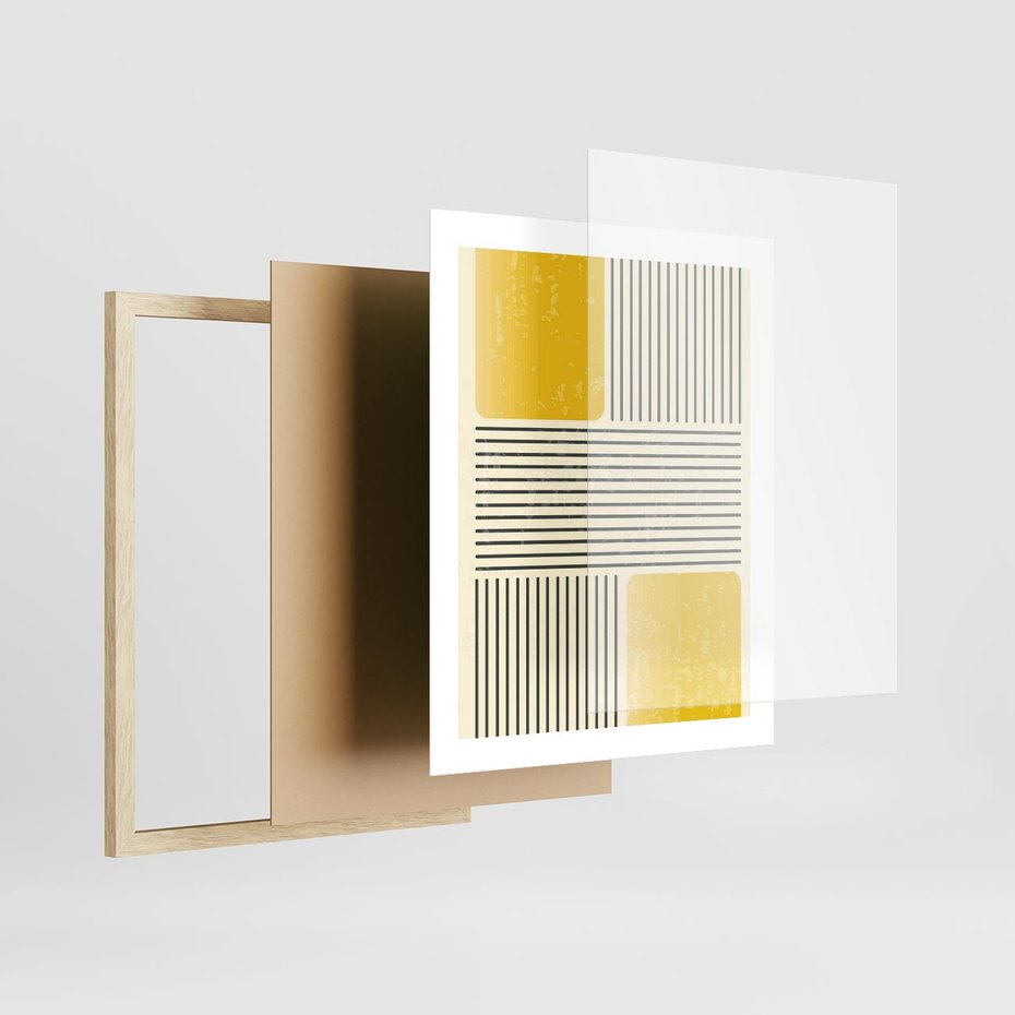 Plakat w ramie 40x50 - Geometria w Ruchu - geometria, proste linie - rama drewno