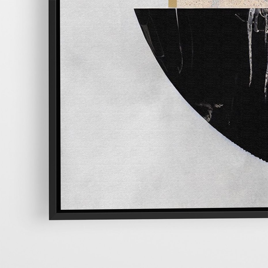 Obraz w ramie 50x70 - Biało-Czarne Formy - nowoczesna geometria, koło - rama czarna