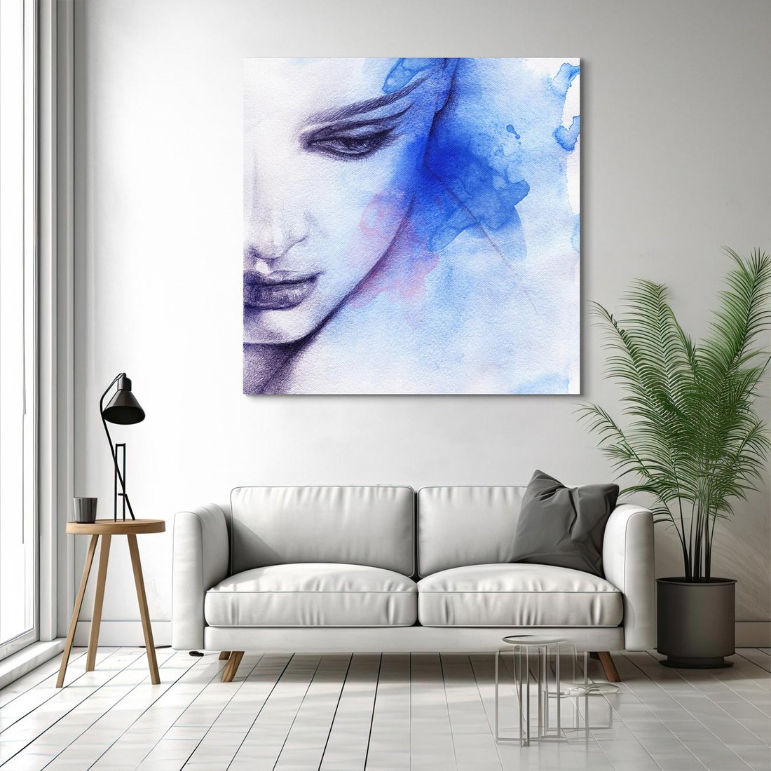 Obraz na płótnie 50x50 - Graficzna magia kobiecej twarzy - grafika, kobieta