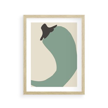 Plakat w ramie 40x50 - Granice Akwareli - abstrakcyjny minimalistyczny obraz, zielona papryczka - rama drewno