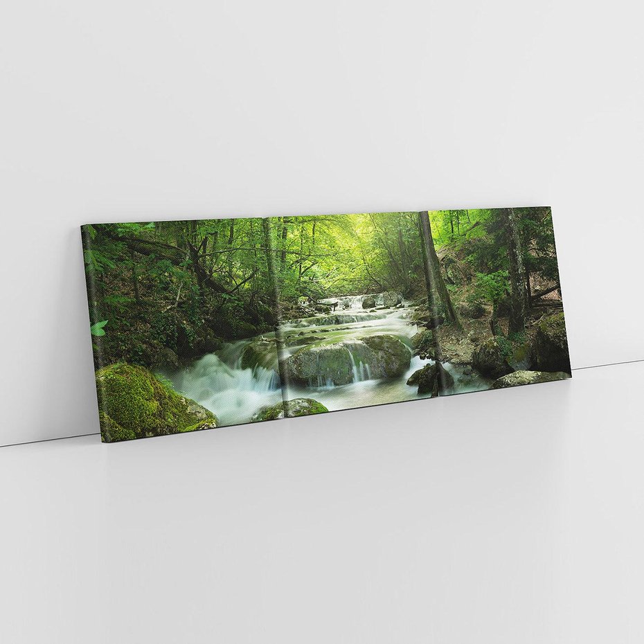 Obraz na płótnie 120x40 - Ukojenie strumienia: Spotkanie z naturą - strumyk, las