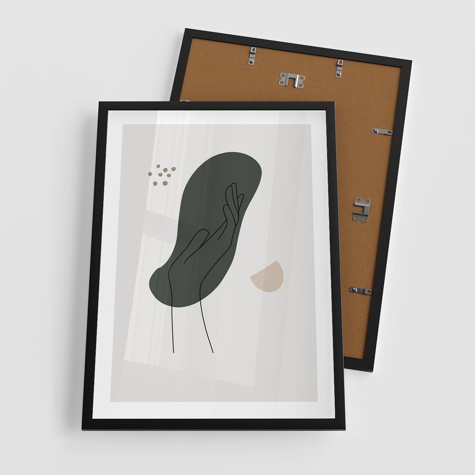 Plakat w ramie 50x70 - Tajemnicze Impulsy - szkic jedną linią, one lone - rama czarna