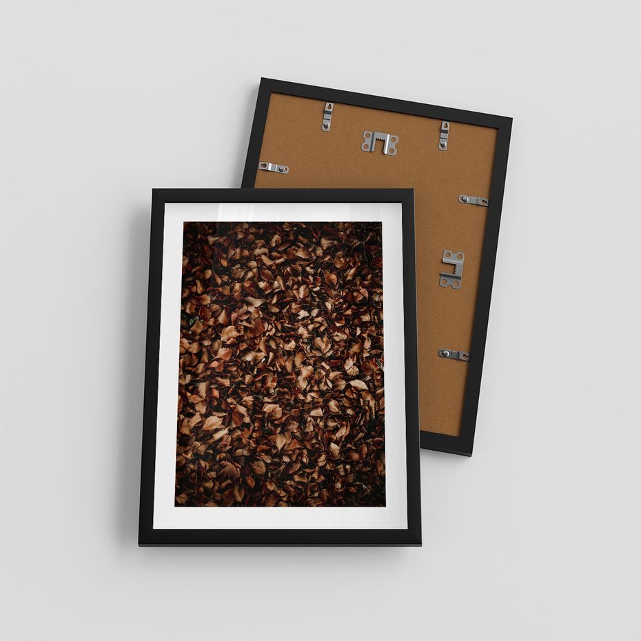 Plakat w ramie 30x40 - Jesienny Dywan - dywan z suchych liści, jesień - rama czarna