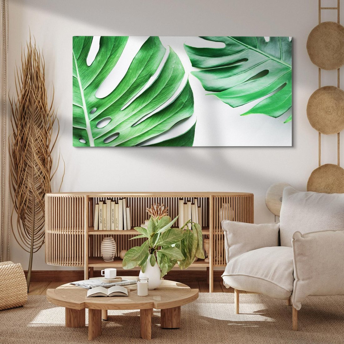 Obraz na płótnie 140x70 - Monstera - Liście Kwiaty - monstera, liście