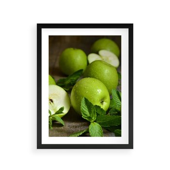 Plakat w ramie 40x50 - Jabłkowa kolorystyka - jabłka, owoce - rama czarna
