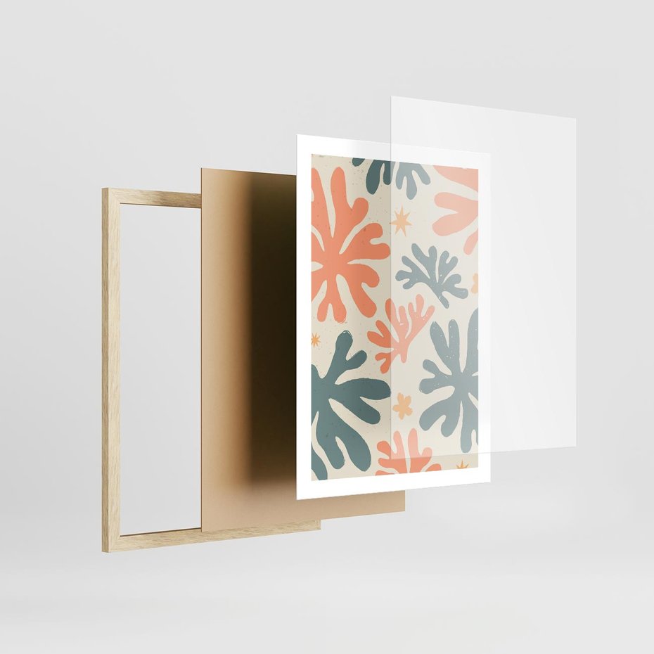 Plakat w ramie 50x70 - Boho Wybuch - boho formy, kształty - rama drewno