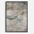 Obraz w ramie 50x70 - Betonowe Wspomnienia Liści - odciski w betonie, odbitki - rama czarna