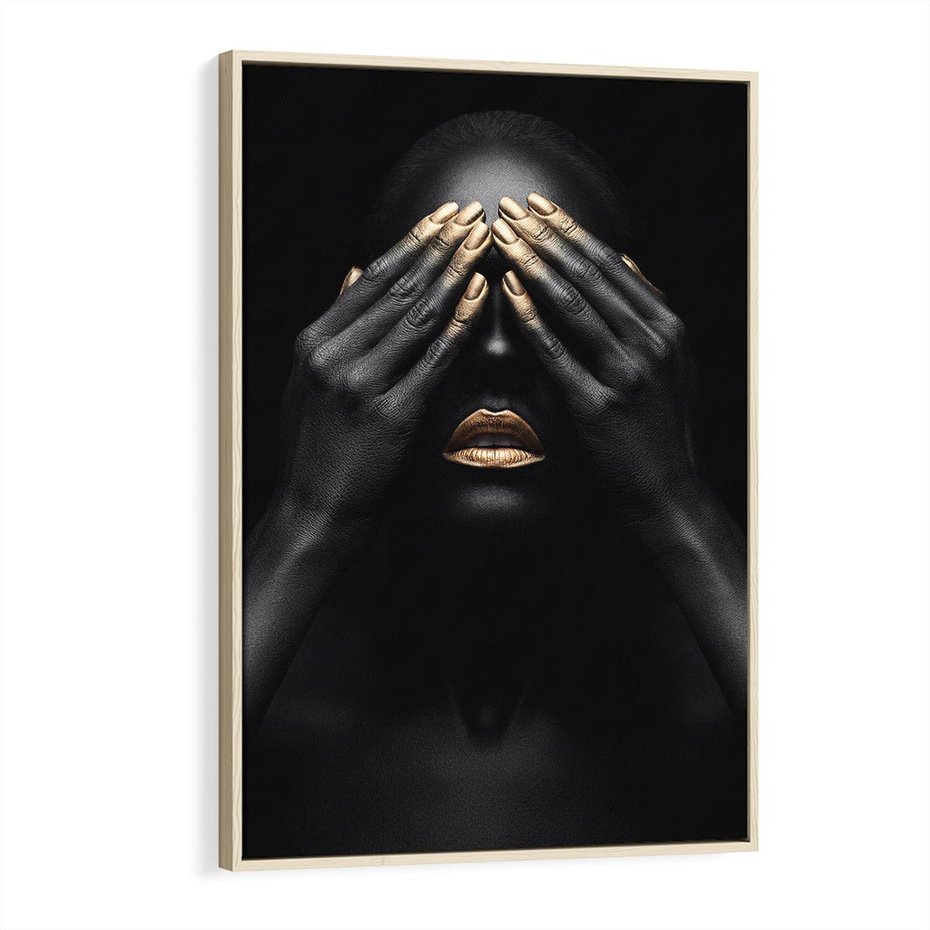 Obraz w ramie 50x70 - Złote Usta wyjątkowa subtelność - złote usta, złote palce - rama drewno