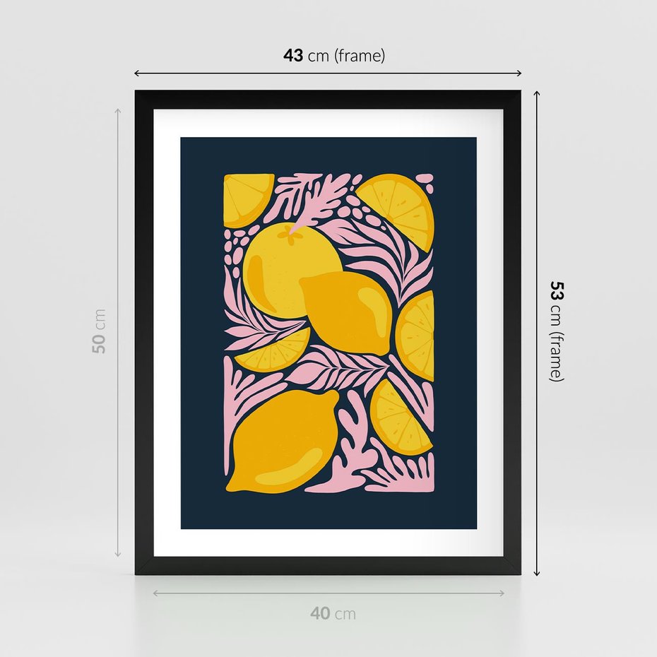 Plakat w ramie 40x50 - Kreatywne Rytmy - granatowe tło, nowoczesna kompozycja - rama czarna