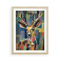 Plakat w ramie 50x70 - Bezgraniczne Kontury Zaskoczenia - abstrakcyjny obraz olejny, jeleń - rama drewno