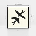 Obraz w ramie 50x50 - Kreatywne Echa - jaskółki, minimalizm - rama czarna