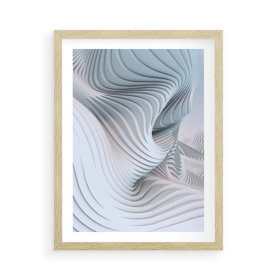 Plakat w ramie 50x70 - Abstrakcyjne Przestrzenie - geometria, 3D - rama drewno