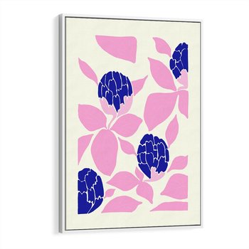 Obraz w ramie 80x120 - Impresje deszczu - nowoczesna kompozycja, kwiaty - rama biała