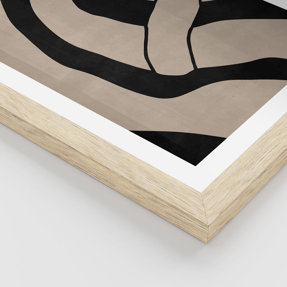 Plakat w ramie 30x40 - Obce Wariacje - abstrakcyjne linie, mroczny plakat - rama drewno