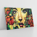 Obraz na płótnie 100x70 - Twarze na murze - twarz, graffiti