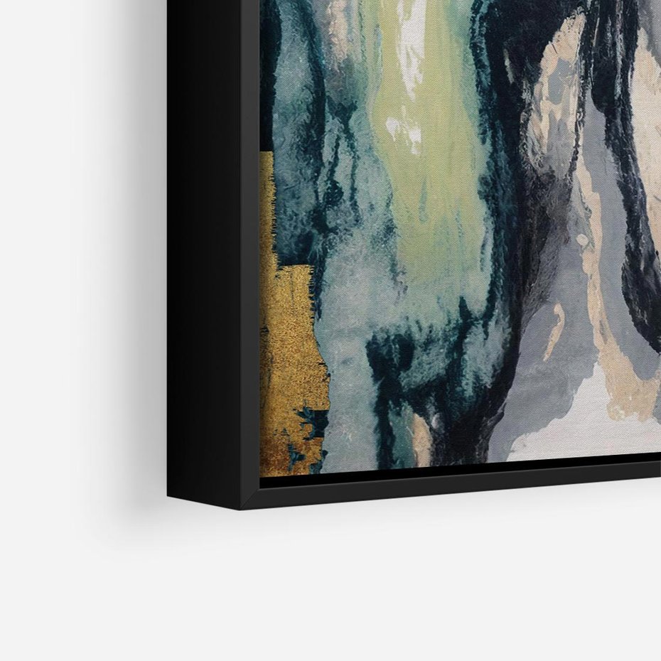 Obraz w ramie 50x50 - Sfumowane zmysły artysty - rozmyte kolory, zieleń - rama czarna