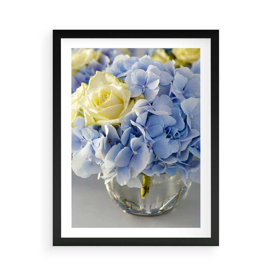 Plakat w ramie 50x70 - Różany Bukiet - bukiet, kwiaty - rama czarna