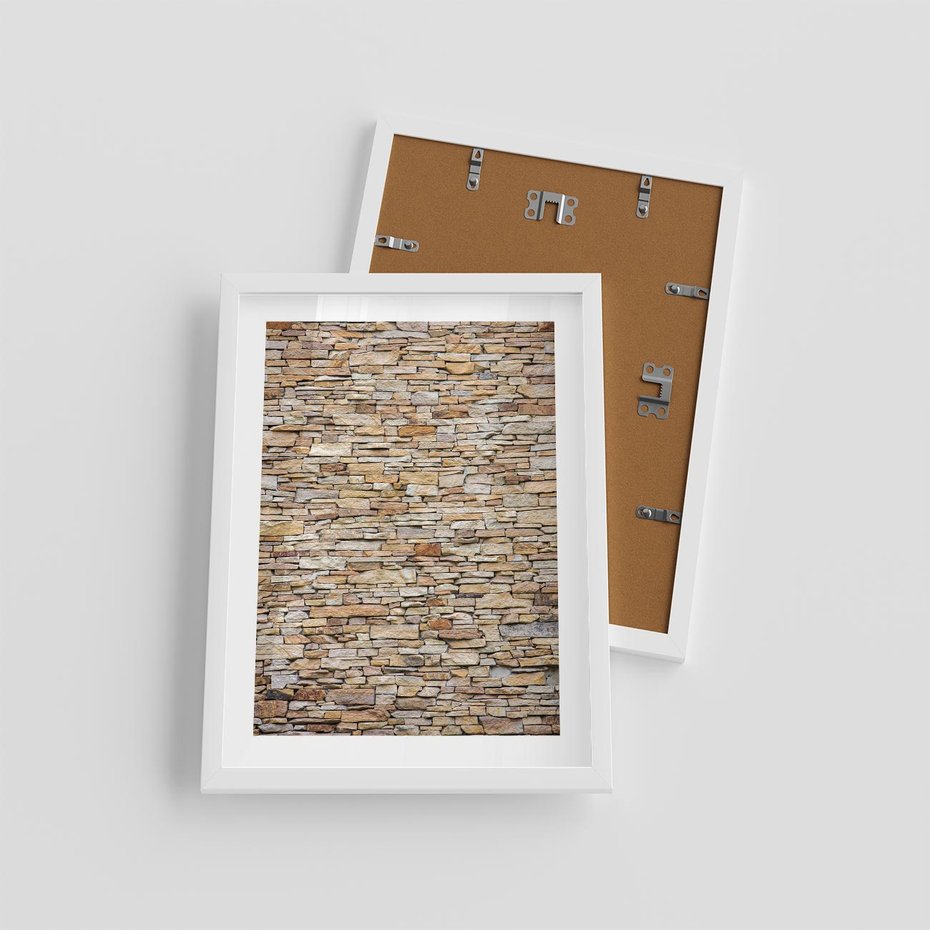 Plakat w ramie 30x40 - Mur z cegieł - surowa elegancja - mur, cegły - rama biała