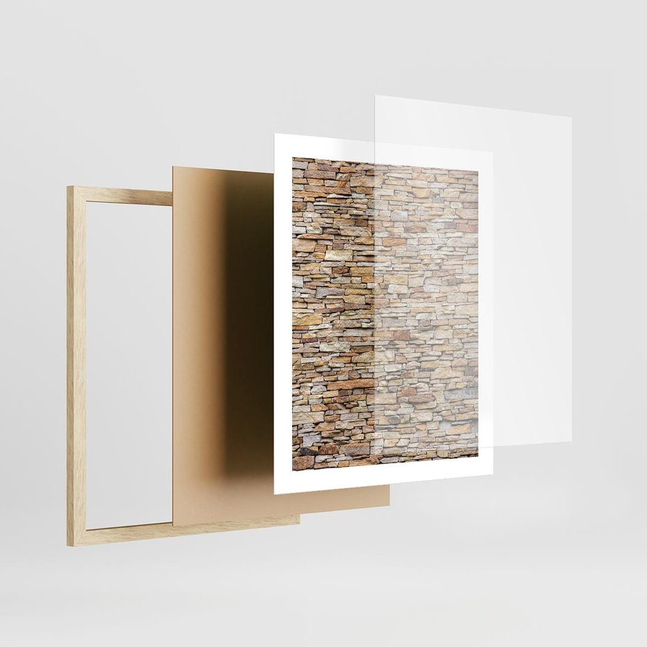 Plakat w ramie 40x50 - Mur z cegieł - surowa elegancja - mur, cegły - rama drewno