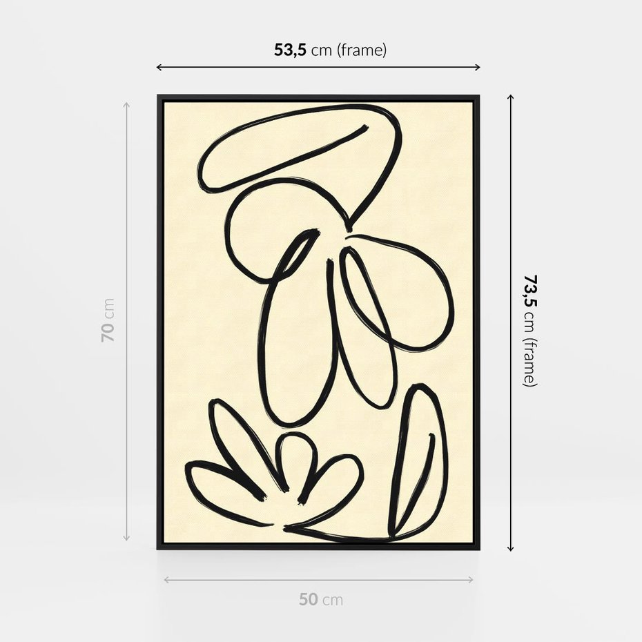 Obraz w ramie 50x70 - Złamane Granice - abstrakcyjna sztuka, przypominająca kwiat - rama czarna