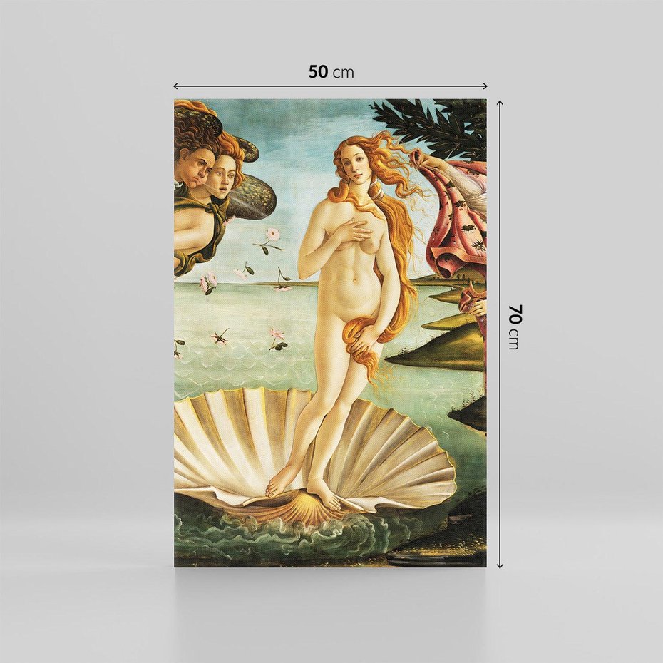 Obraz na płótnie 50x70 - "Narodziny Wenus" (1485), Sandro Botticelli - Reprodukcja - reprodukcja, obraz na płótnie