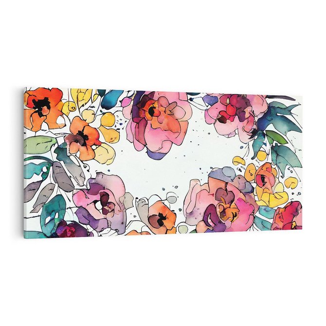 Obraz na płótnie 100x50 - Rozkwitające marzenia - akwarelowe kwiaty, kolory