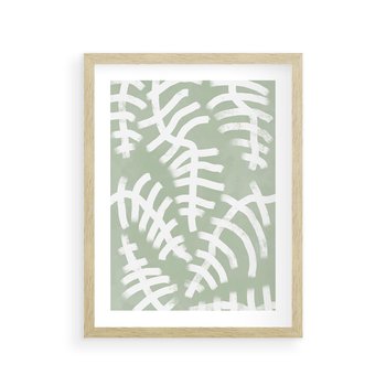 Plakat w ramie 30x40 - Oaza Zieleni - zielona abstrakcja, zgaszona zieleń - rama drewno
