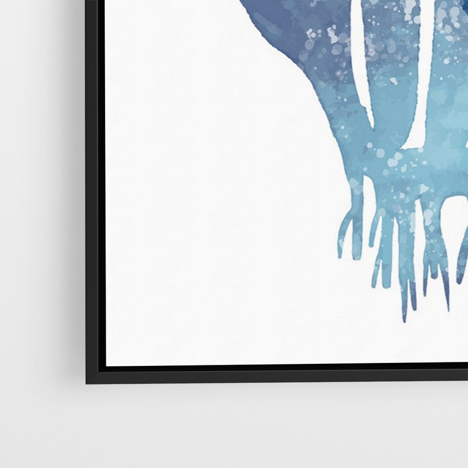Obraz w ramie 50x70 - Akwarelowy Błękit - pastelowy, abstrakcyjny plakat - rama czarna