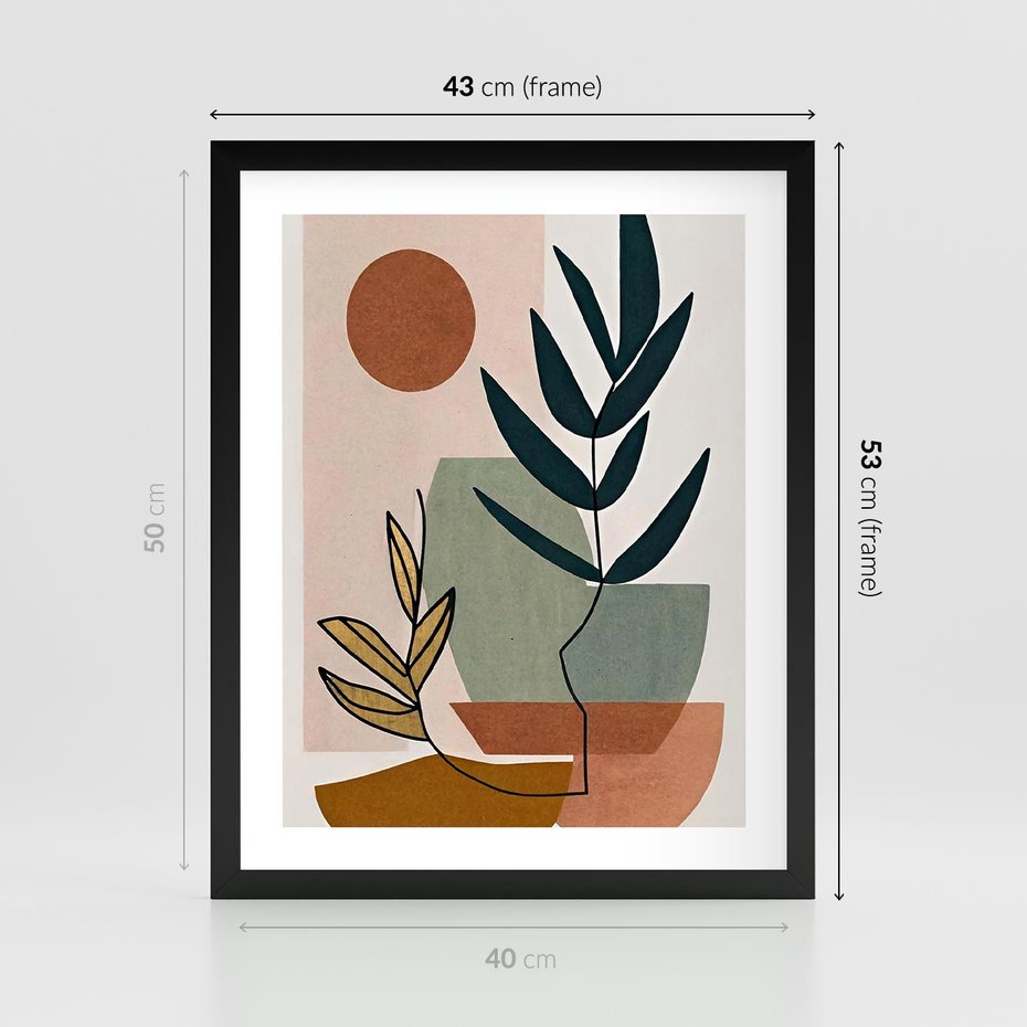 Plakat w ramie 40x50 - Rozkwitająca Boho Wyobraźnia - boho obraz, abstrakcja - rama czarna