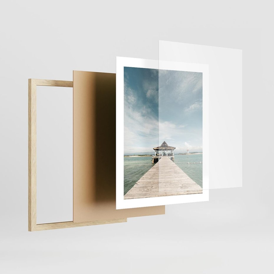 Plakat w ramie 40x50 - Magia Morza i Piękno Plaży - Hawaje, morze - rama drewno