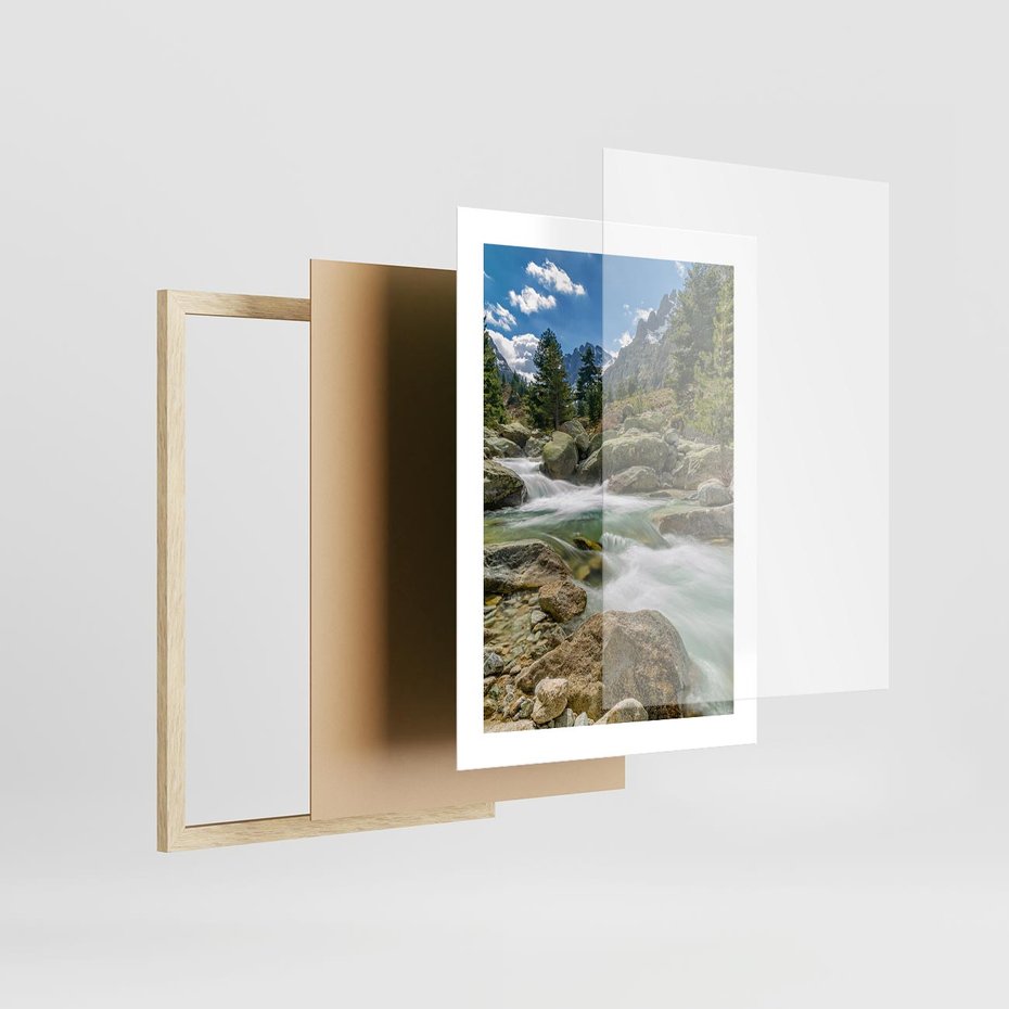 Plakat w ramie 30x40 - Górski strumyk w harmonii - strumyk, górski - rama drewno