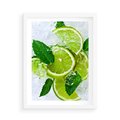 Plakat w ramie 50x70 - Ożywczy duet limonek i cytryn - limonki, cytryny - rama biała
