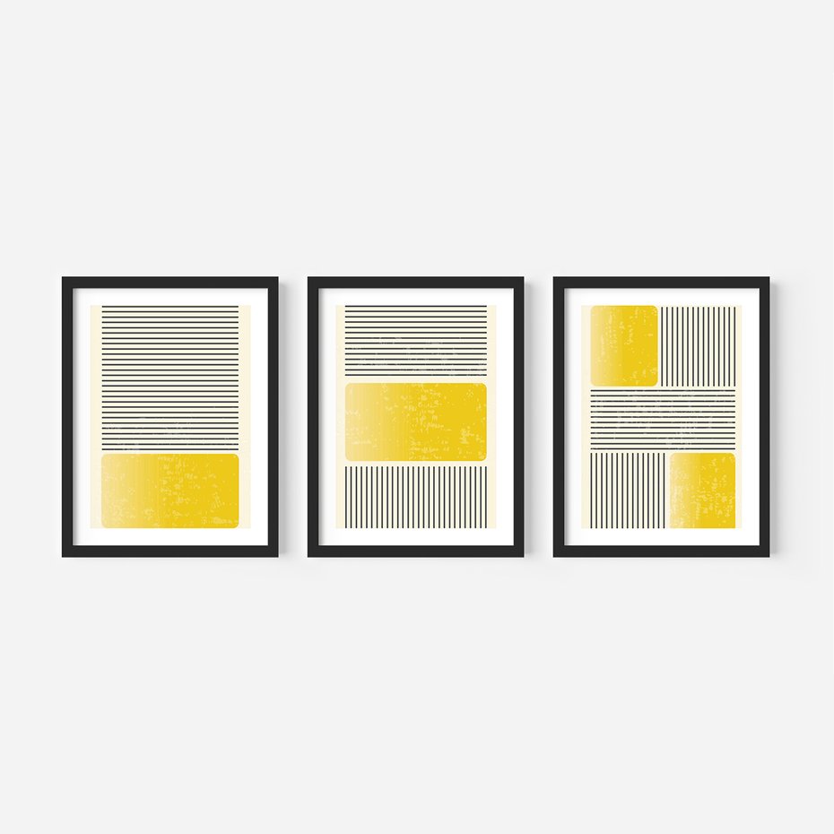 Zestaw obrazy w ramie 30x40 galeria - Symetria, graficzna, minimalizm - rama czarna