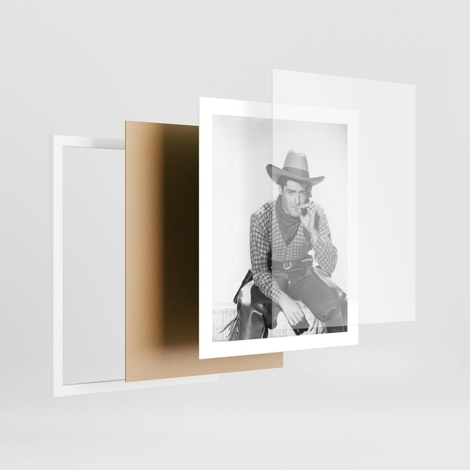 Plakat w ramie 40x50 - Dziki Zachód - retro zdjęcie, czarno białe - rama biała