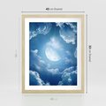 Plakat w ramie 40x50 - Księżycowe Chmury - księżyc, chmury - rama drewno