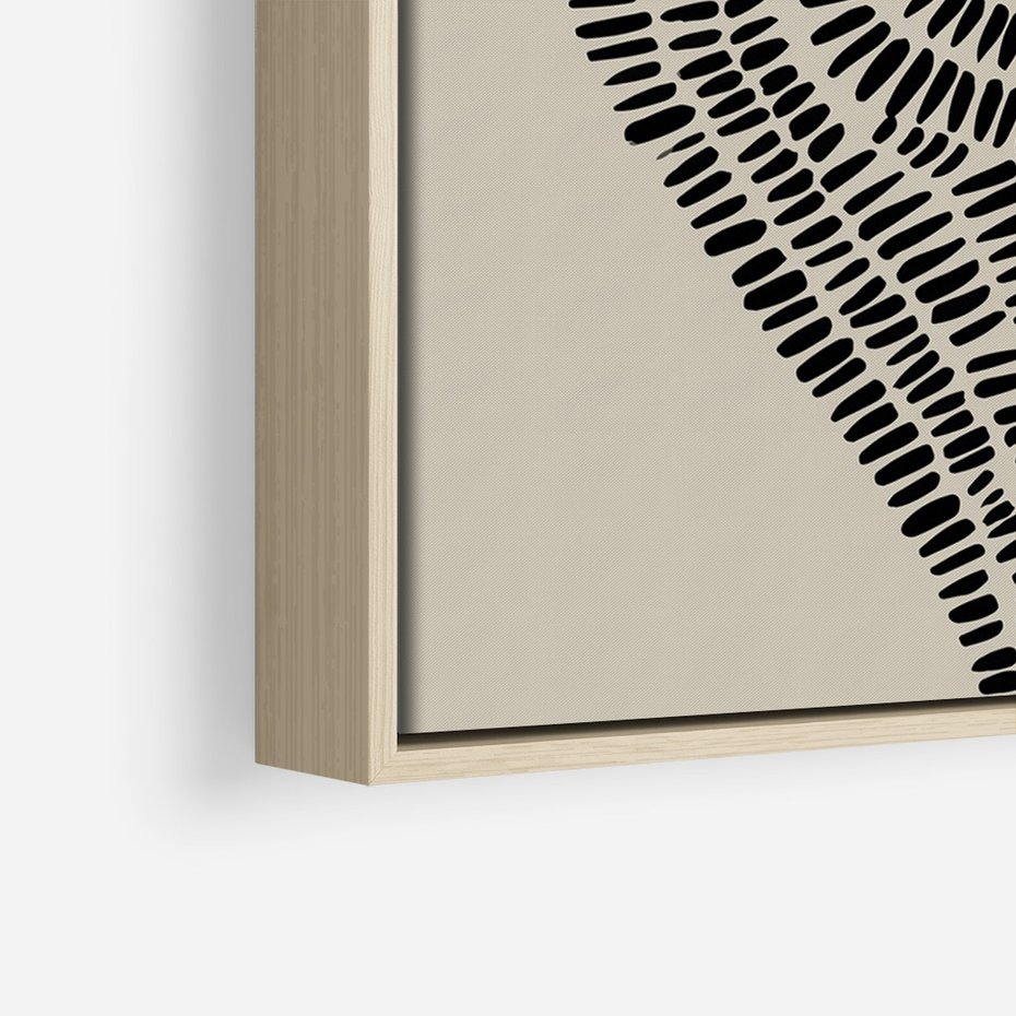 Obraz w ramie 80x120 - Nowoczesne Spektrum Wyobraźni - boho plakat, czarne kropki kreski - rama drewno