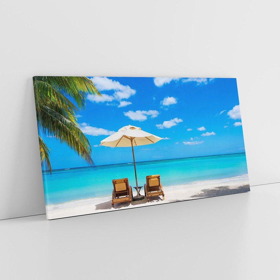 Obraz na płótnie 120x60 - Urok palmowego raju - plaża, palma