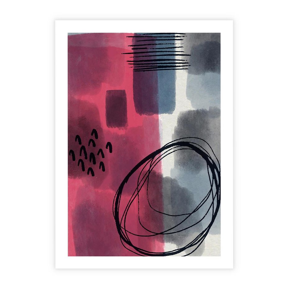 Plakat bez ramy 30x40 - Formy w Różu i Granacie - abstrakcja, różne formy