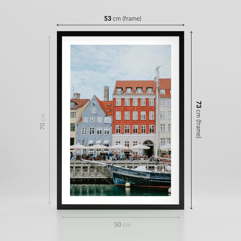 Plakat w ramie 50x70 - Miejska Dynamika - Dania, Kopehaga - rama czarna