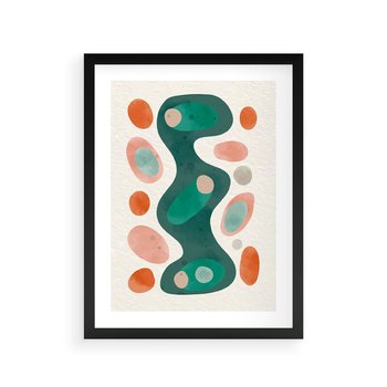 Plakat w ramie 50x70 - Wewnętrzne Spektrum - abstrakcyjne formy, dominujący kolor zielony - rama czarna