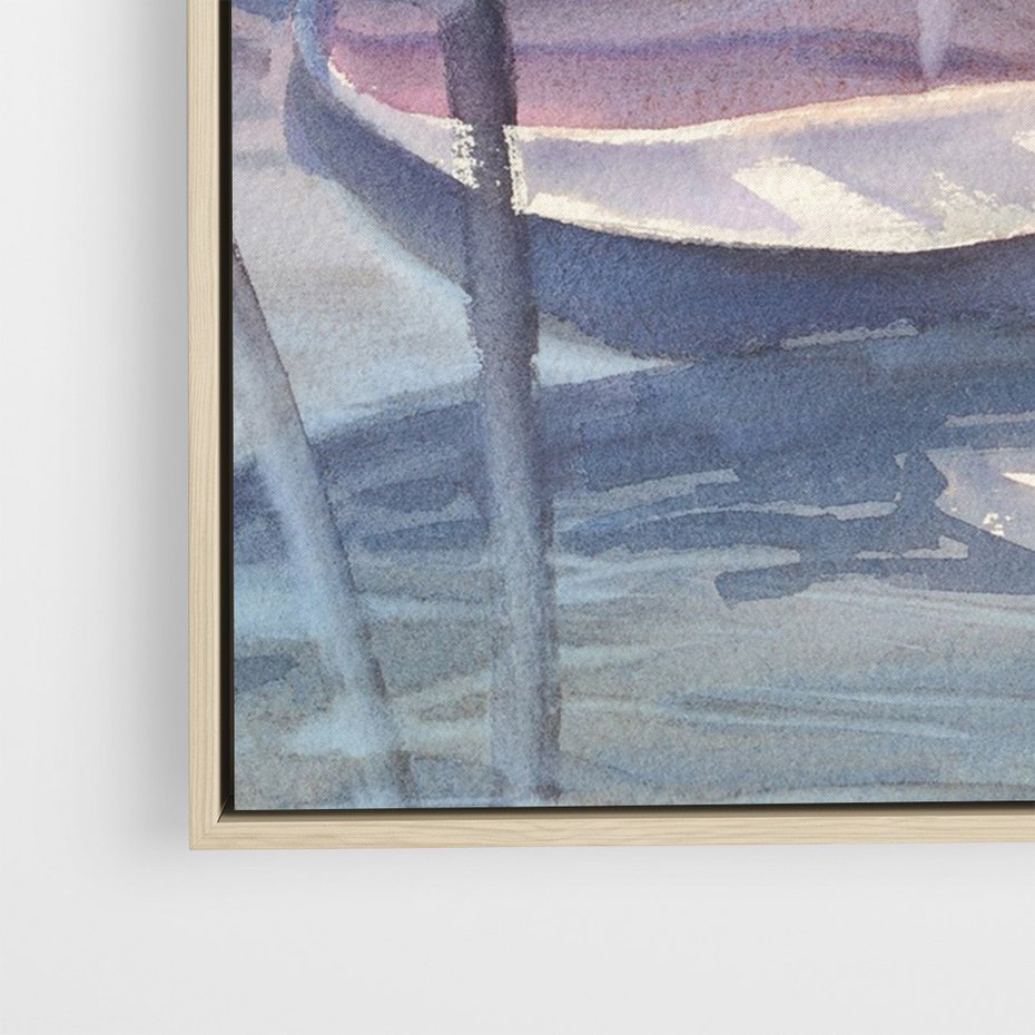 Obraz w ramie 70x100 - Romantyczne Zachody - akwarelowy rysunek, stonowane pastelowe kolory - rama drewno