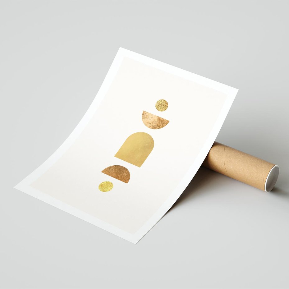 Plakat bez ramy 50x70 - Abstrakcyjne Wzory - geometryczne złote kształty, tekstura