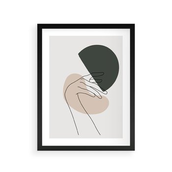 Plakat w ramie 40x50 - Przenikające Kształty - szkic jedną linią, one line - rama czarna