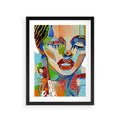 Plakat w ramie 30x40 - Kolorowe Formy - abstrakcyjny portret kobiety, twarz - rama czarna
