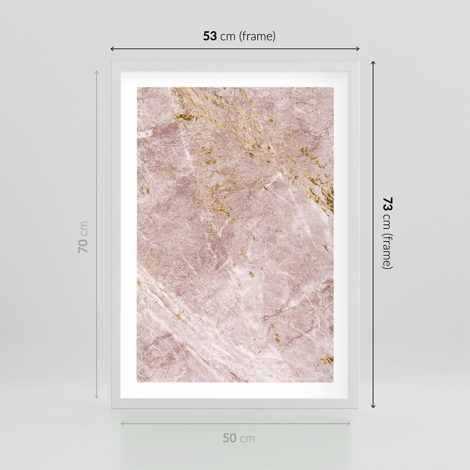 Plakat w ramie 50x70 - Wyjątkowa Stylizacja - marmur, złoto - rama biała