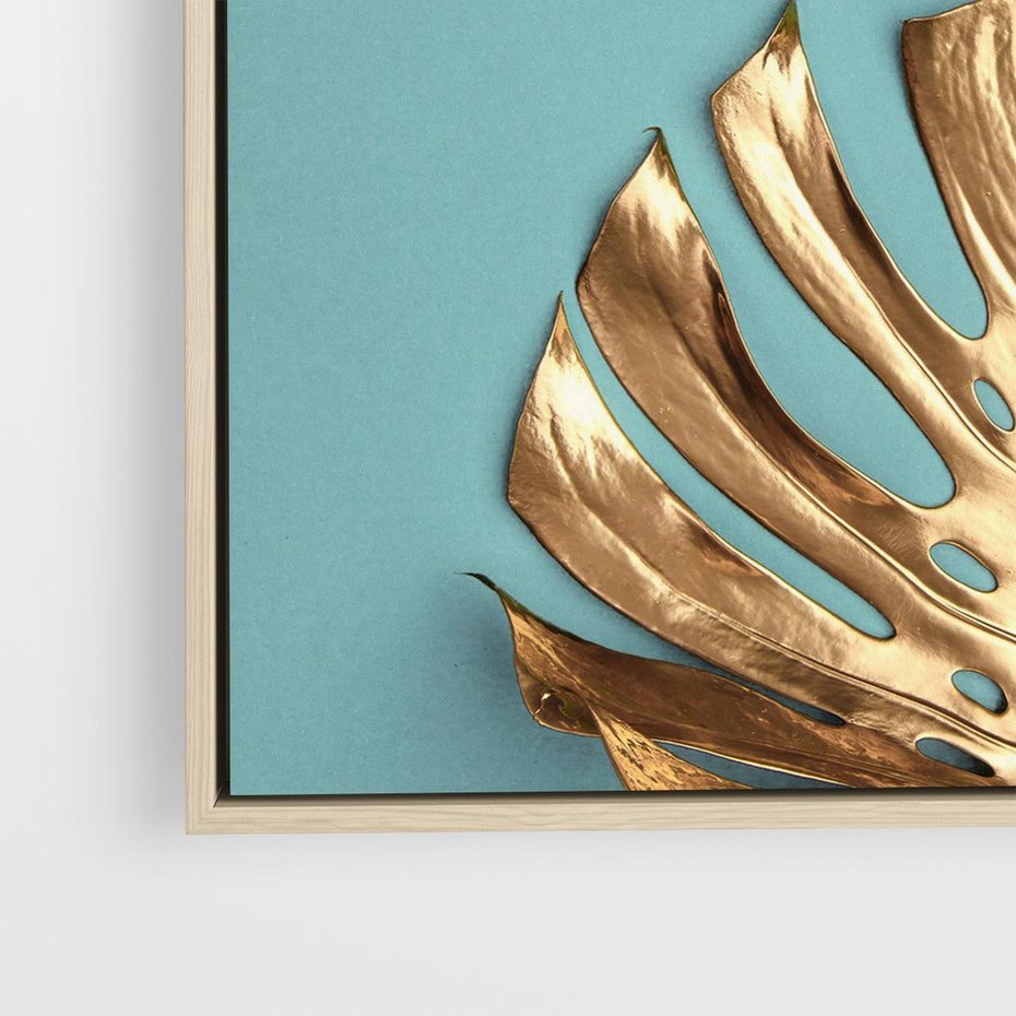 Obraz w ramie 50x50 - Piękno Natury - złote, liście - rama drewno